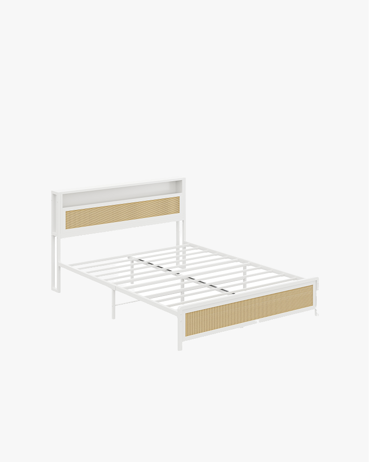 LIKIMIO Modern Rattan Bed Frame