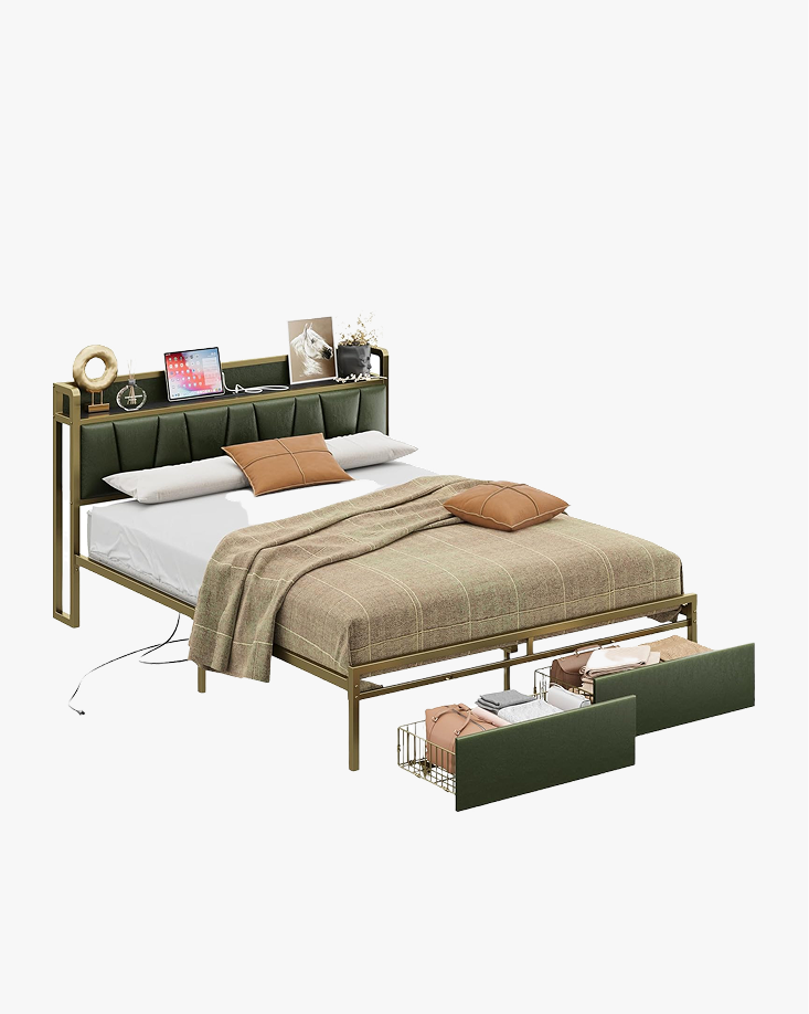 LIKIMIO Charging Storage Bed Frame