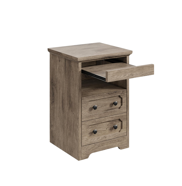 Wooden Pull Out Tray Nightstand