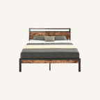 LIKIMIO Double Storage Headboard Vintage Bed Frame