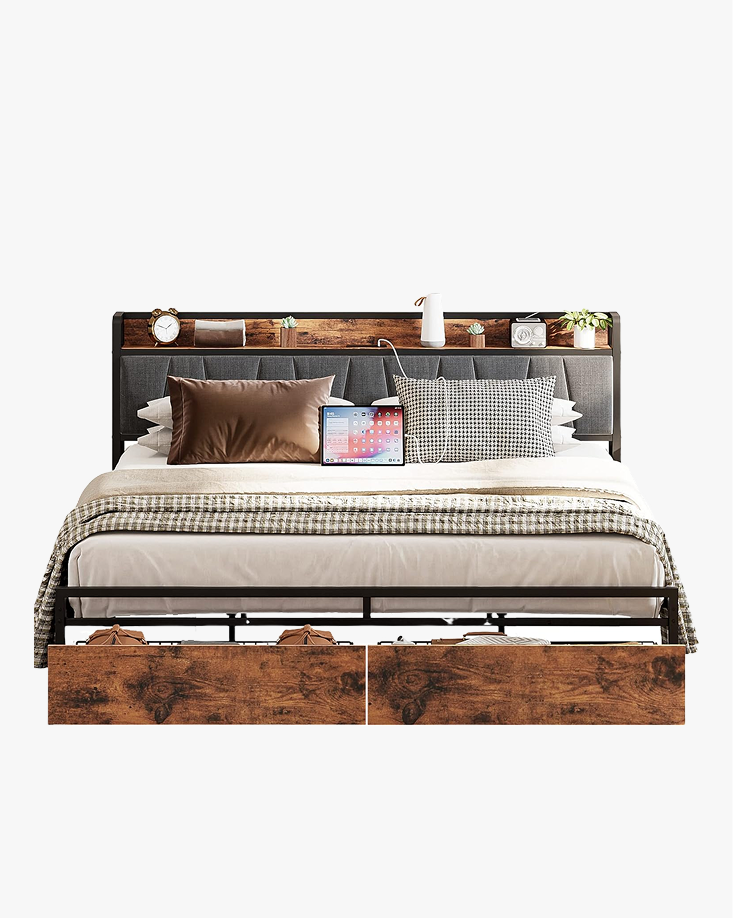 LIKIMIO Charging Storage Bed Frame