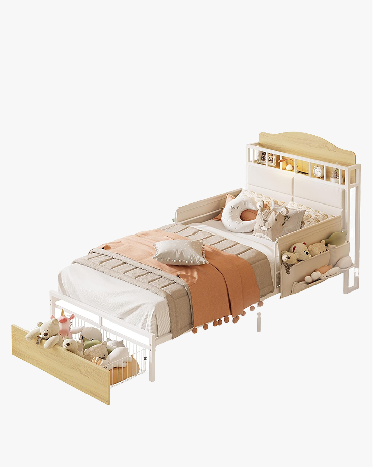 LIKIMIO Guardrail & Bedside Caddy Bed Frame