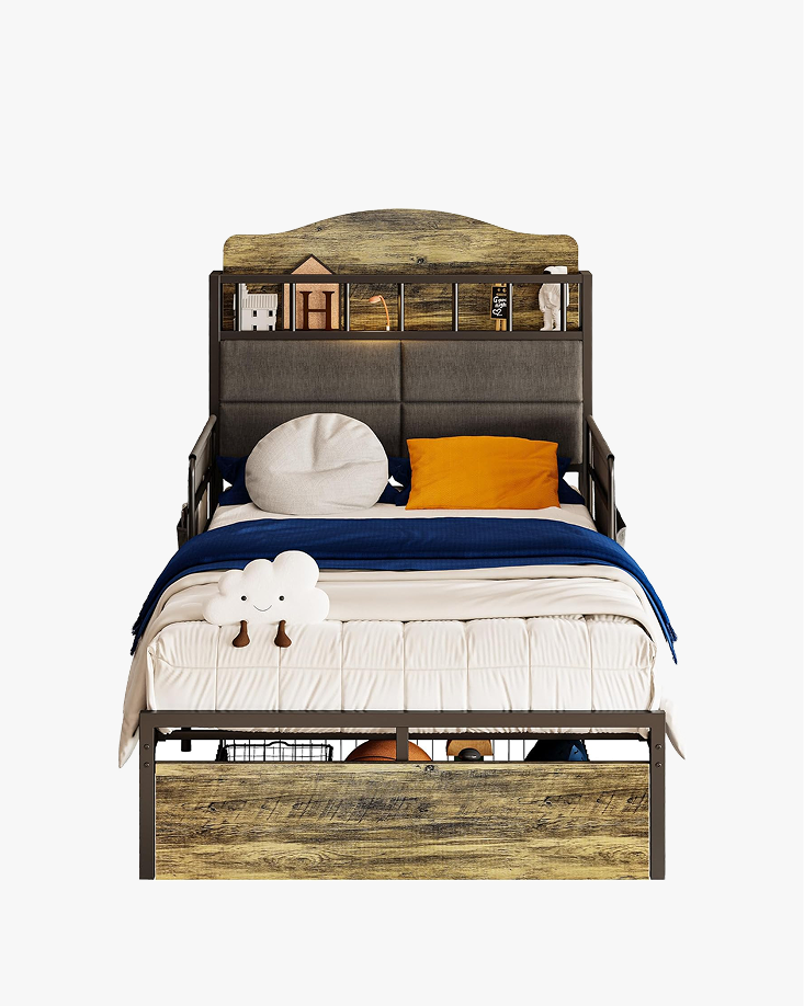 LIKIMIO Guardrail & Bedside Caddy Bed Frame