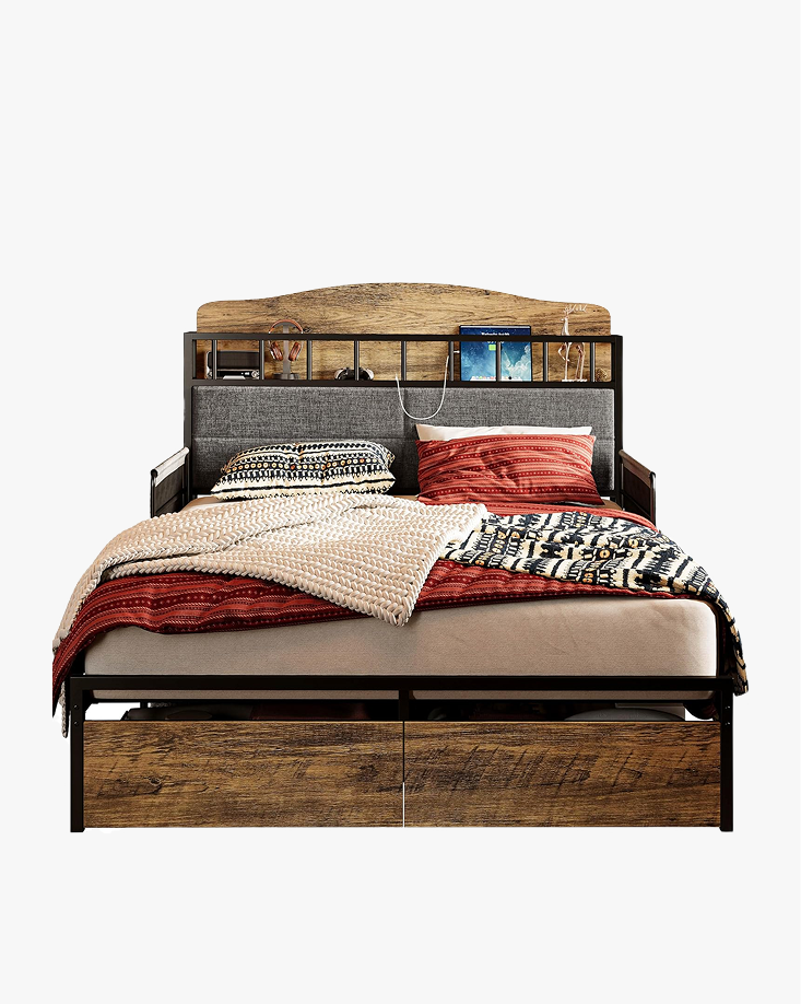 LIKIMIO Guardrail & Bedside Caddy Bed Frame