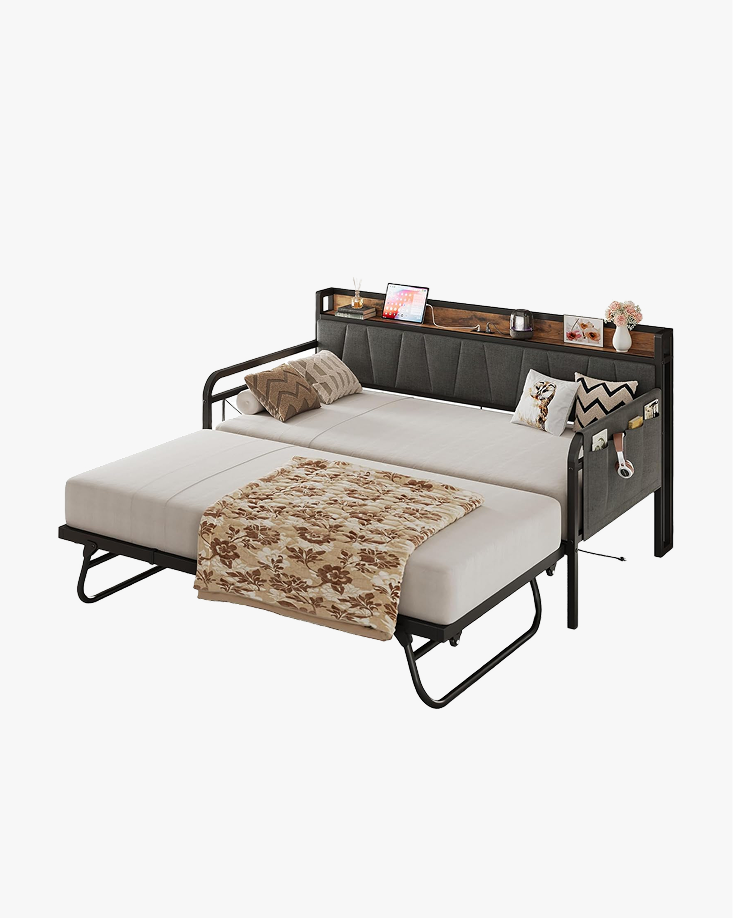 LIKIMIO Storage Trundle Sofa Bed