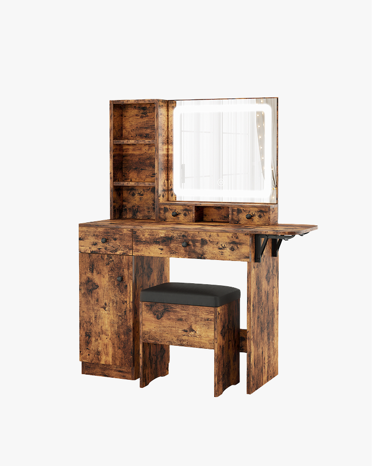 LIKIMIO 54.9” Lighted Make Up Vanity Set