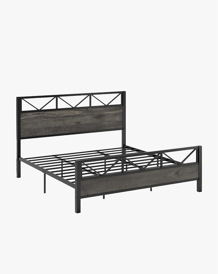 LIKIMIO High Industrial Style Headboard Bed Frame
