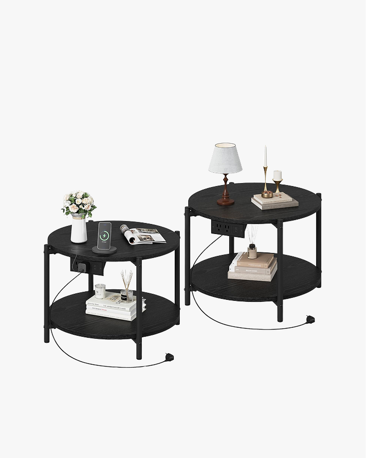 LIKIMIO 2-Tier Round End Table （23.6”）