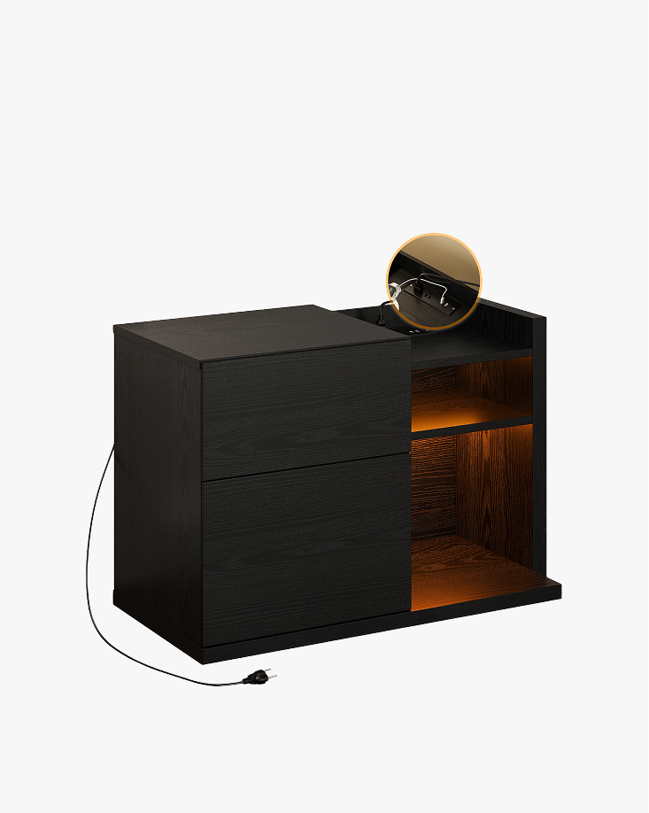 LIKIMIO Wooden Charging Station Nightstand