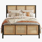 LIKIMIO Queen Bed Frame with Headboard, Wood Camas Queen with Strong Metal Slats Support