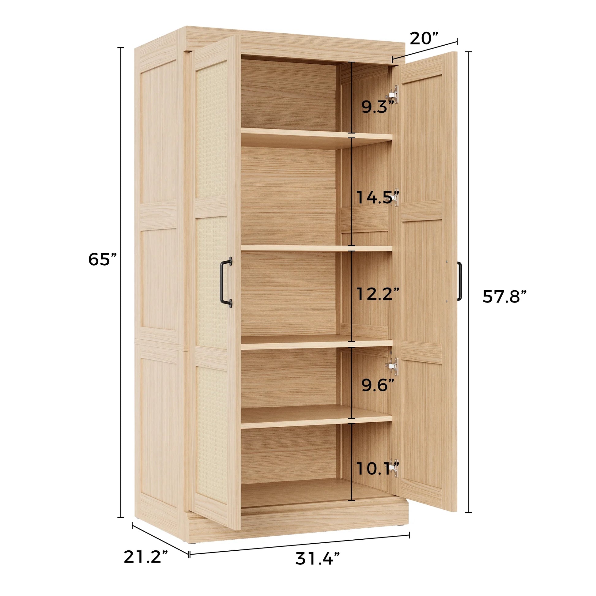 LIKIMIO Rattan Cabinet Door Wardrobe（65“）