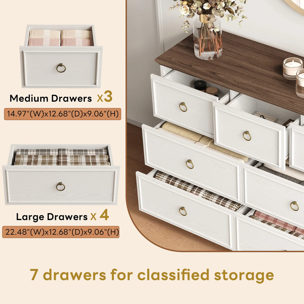 LIKIMIO Charging 7-Drawer Dresser（47.2“）