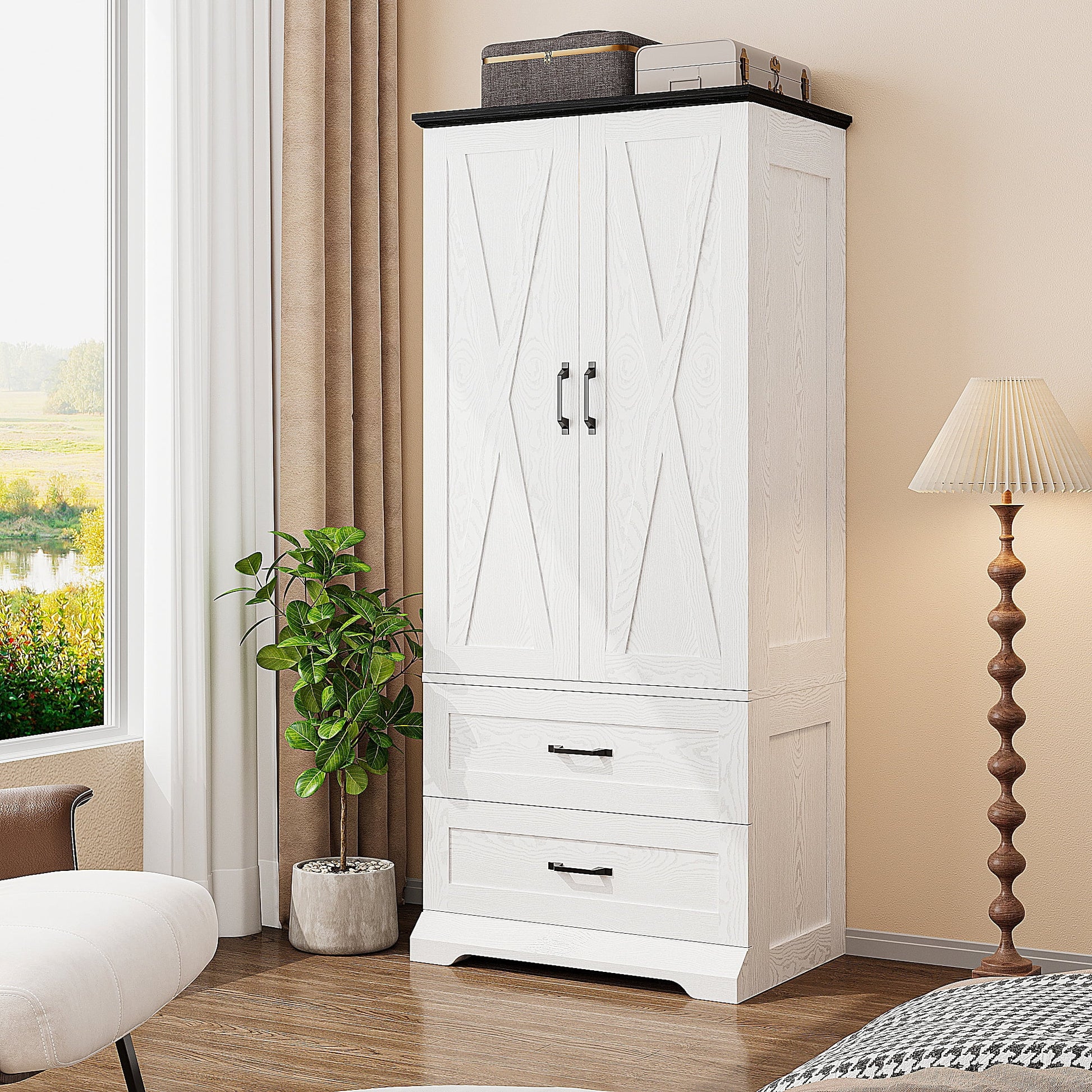 LIKIMIO Wooden Sensor Light Wardrobe Closet（70.9”）