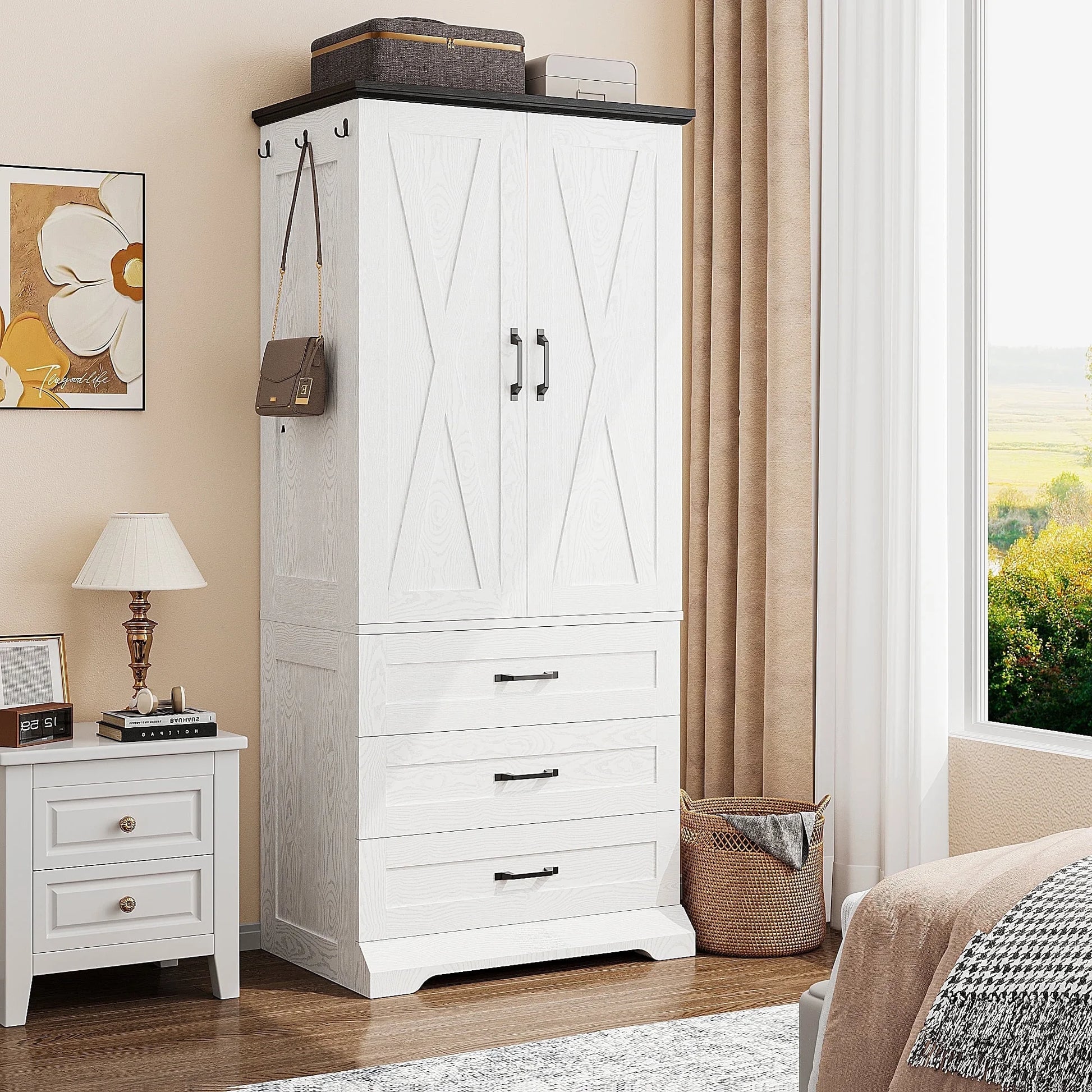 LIKIMIO Wooden Sensor Light Wardrobe Closet（70.9”）