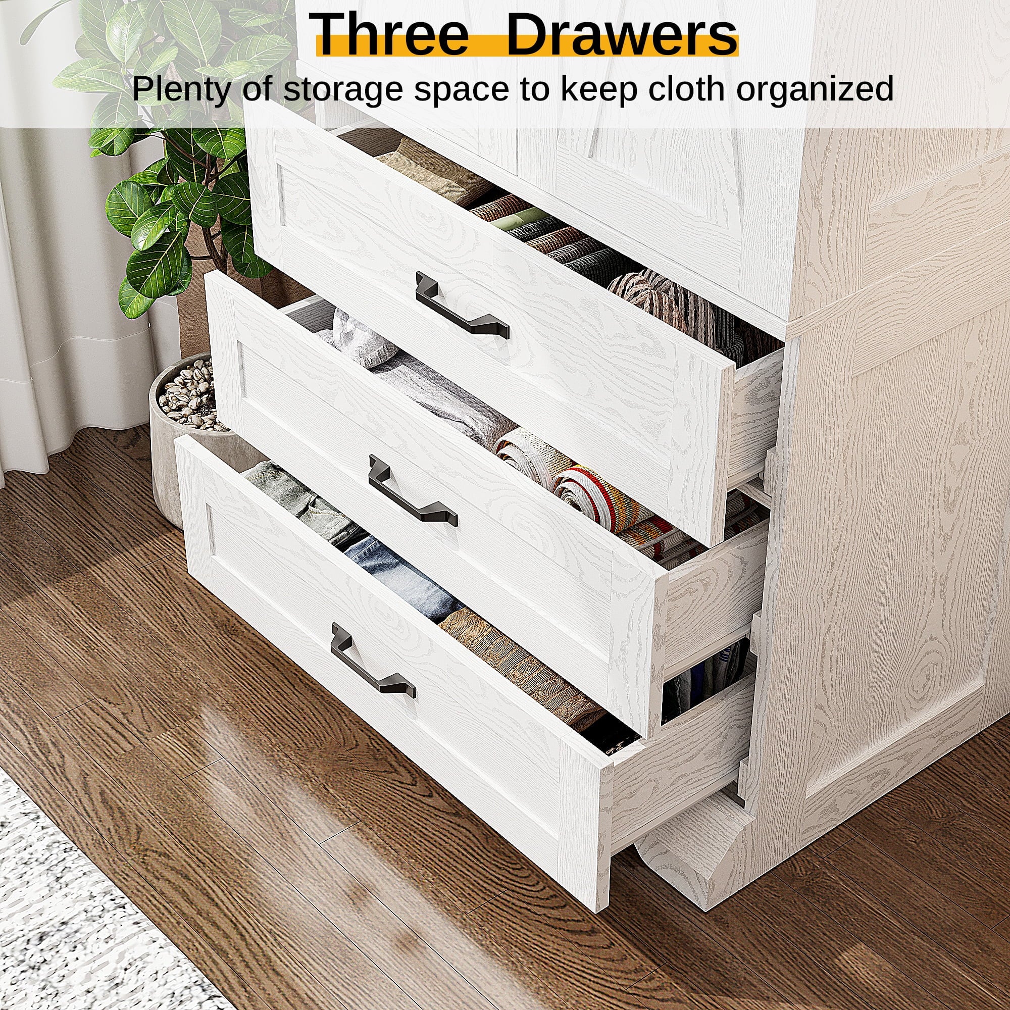 LIKIMIO Wooden Sensor Light Wardrobe Closet（70.9”）