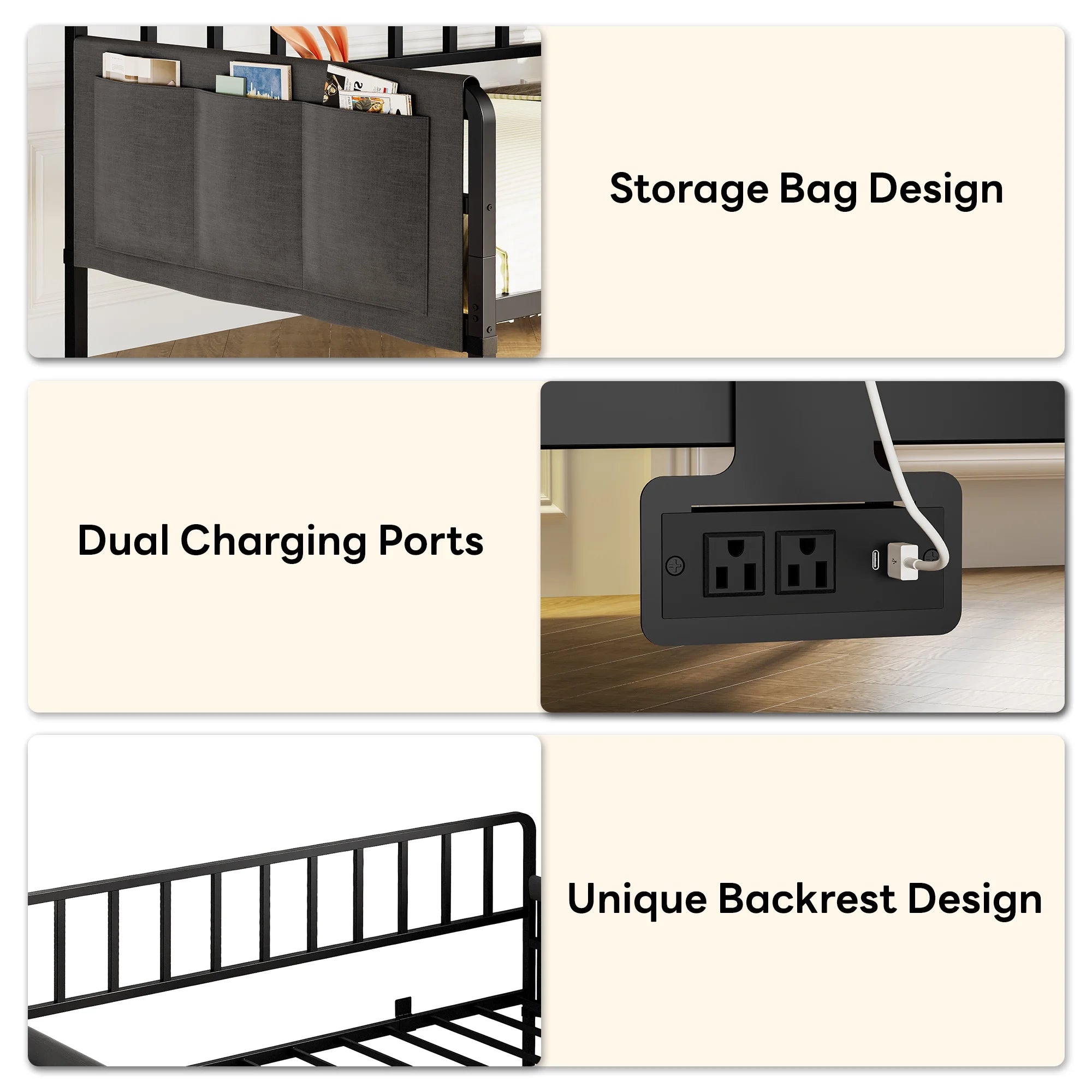 LIKIMIO Industrial Retro Style Multifunctional Sofa Bed