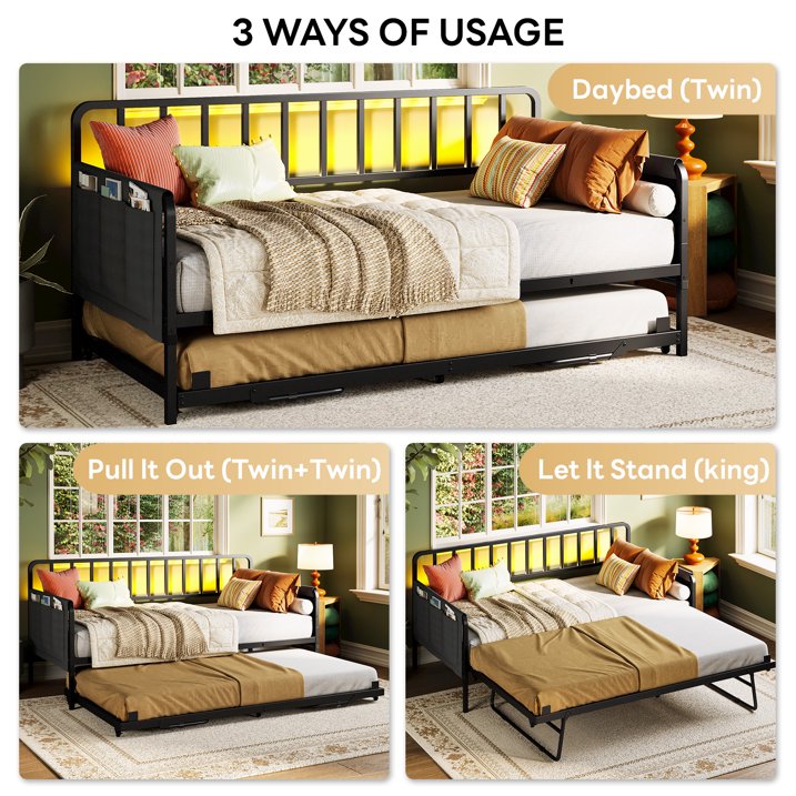 LIKIMIO Industrial Retro Style Multifunctional Sofa Bed