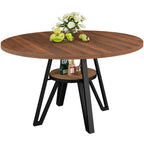LIKIMIO Wooden Kitchen Table with Rattan Storage Shelf, 47.2”, Walnut