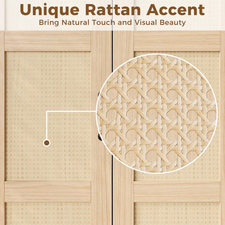 LIKIMIO Rattan Cabinet Door Wardrobe（65“）