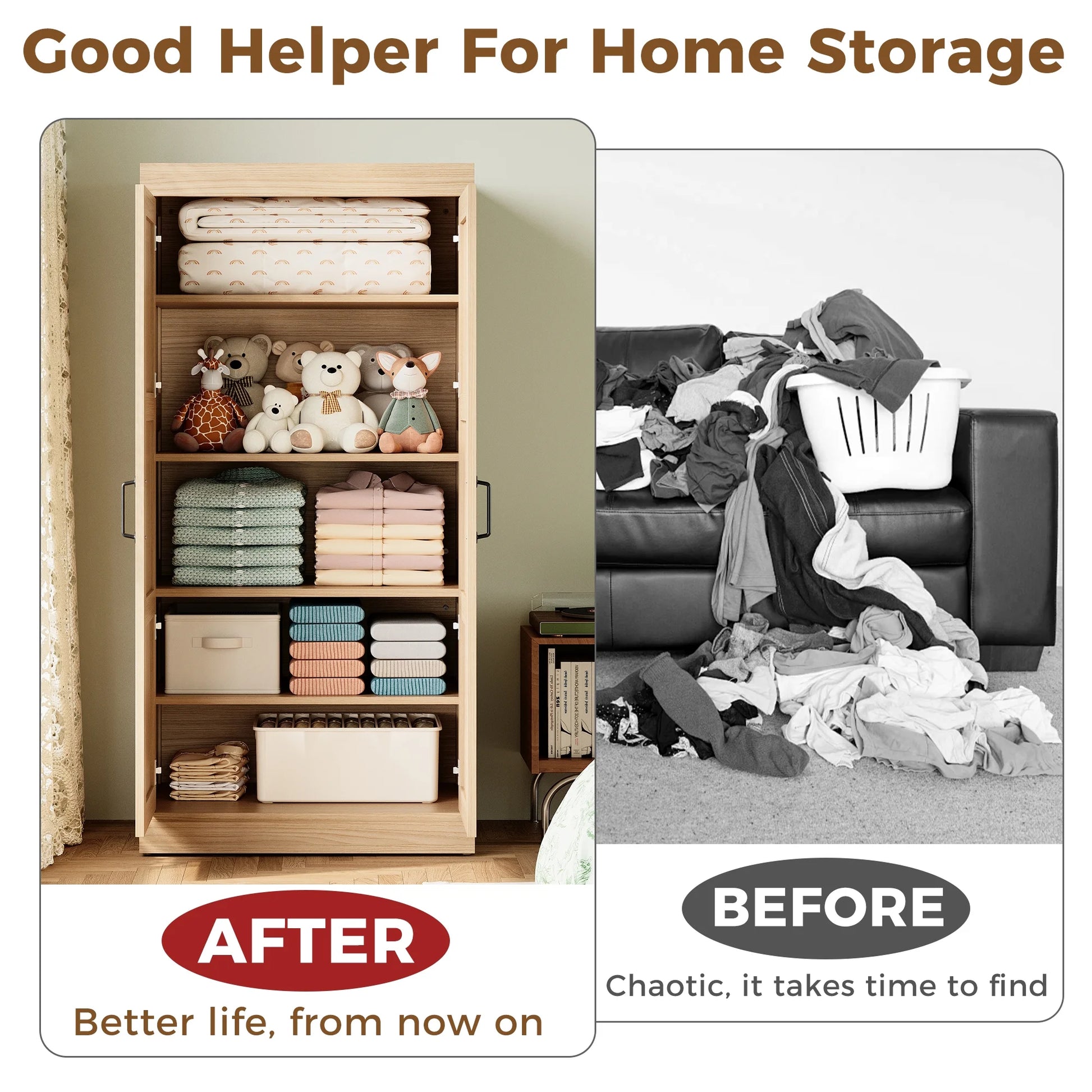 LIKIMIO Rattan Cabinet Door Wardrobe（65“）