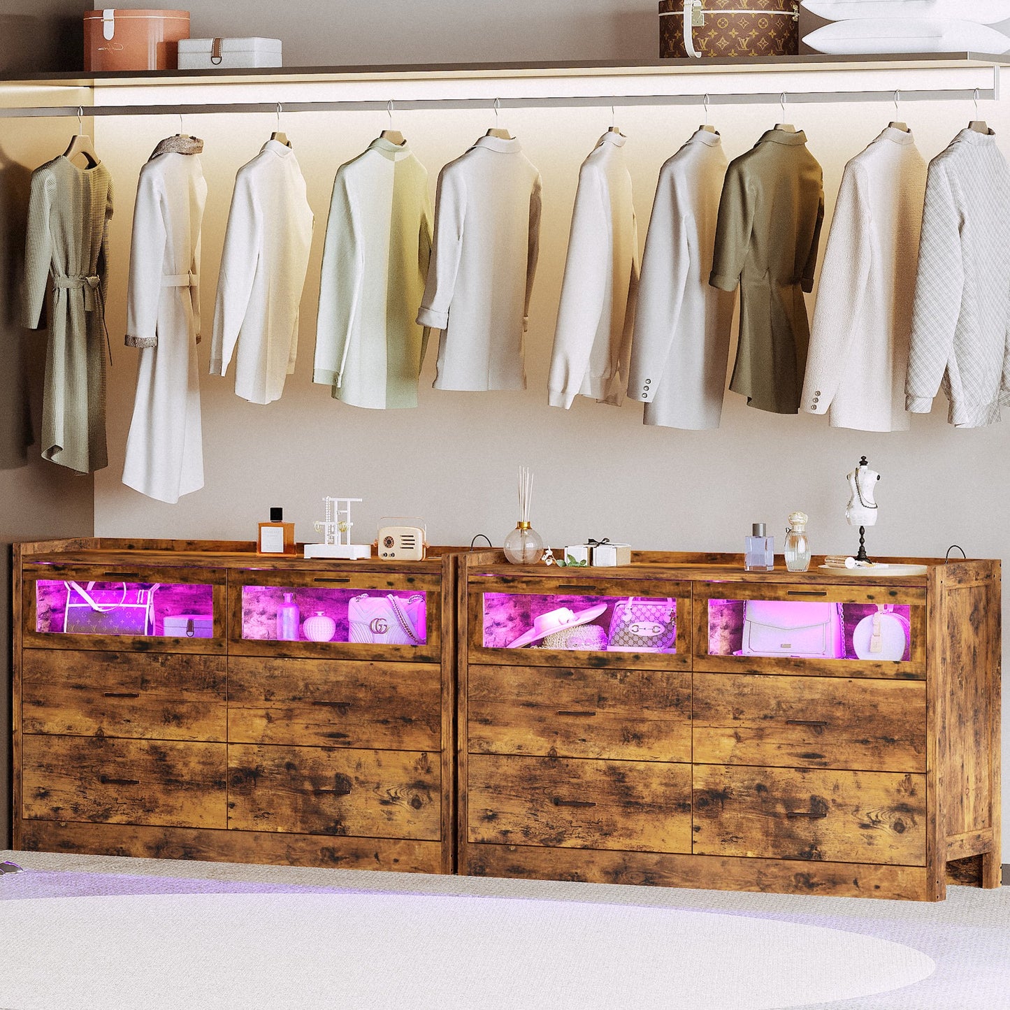 Dressers with LED Lights and Power Outlets