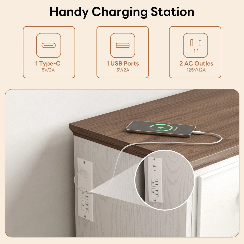 LIKIMIO Charging 7-Drawer Dresser（47.2“）