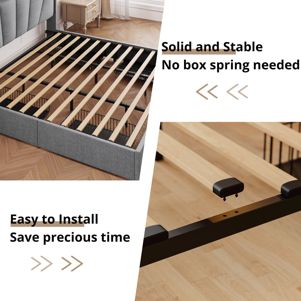 4 Drawers Upholstered Headboard Bed