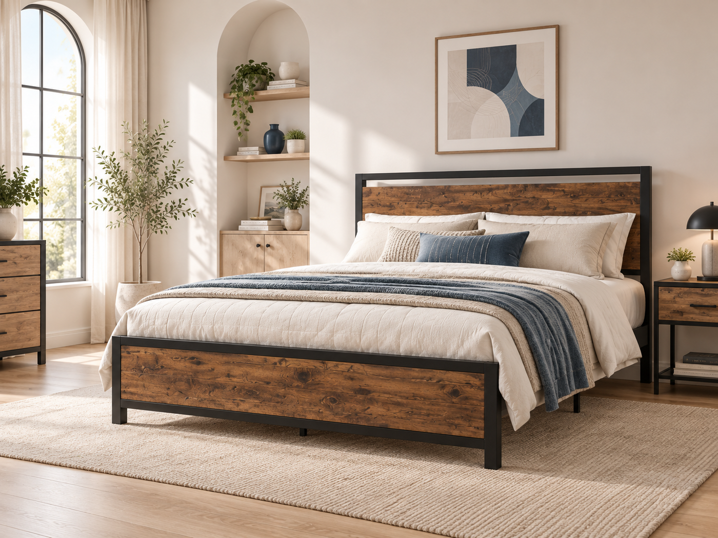 Metal bed bedroom scene