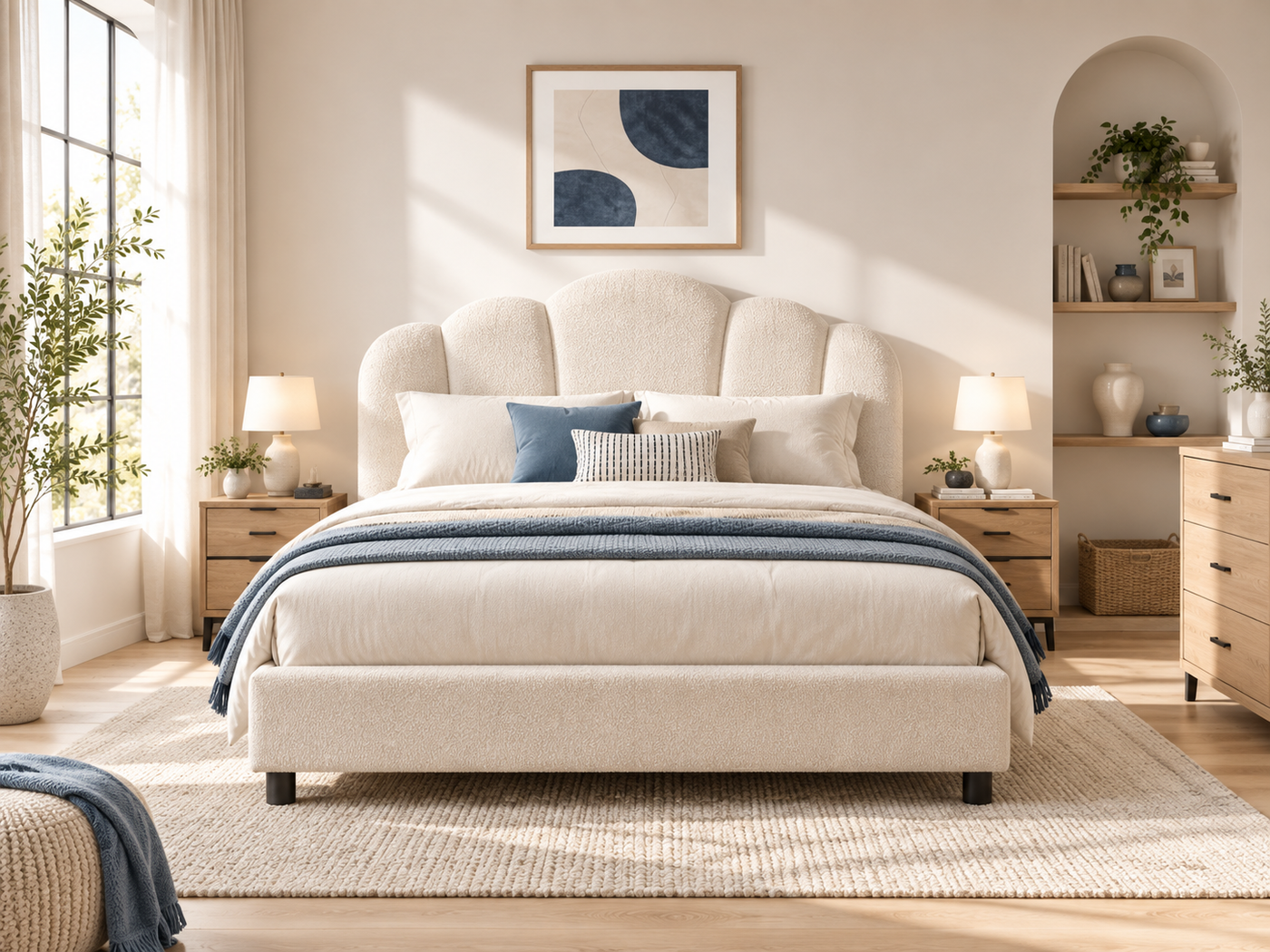Upholstered bed bedroom scene