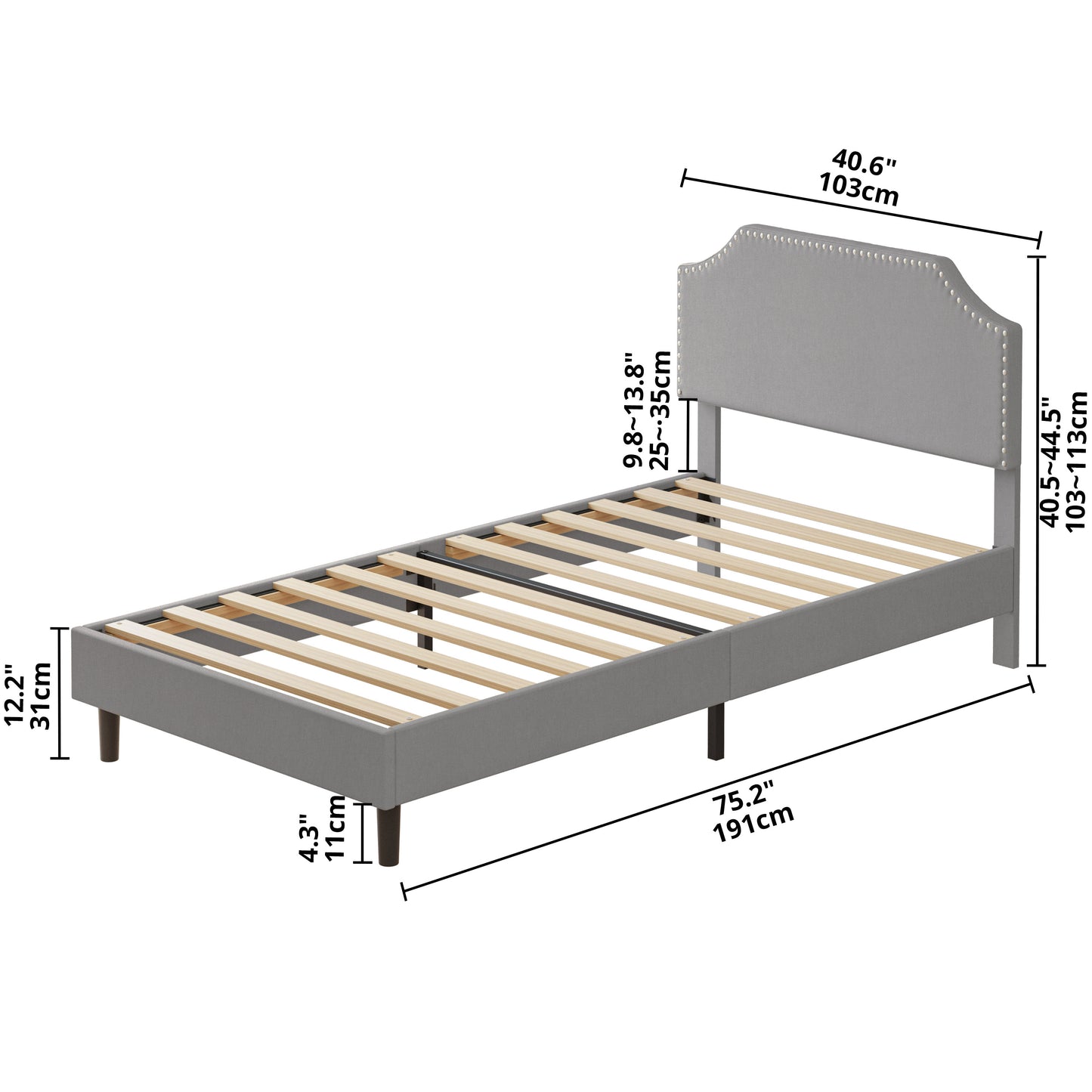 Upholstered Platform Twin Bed Frame