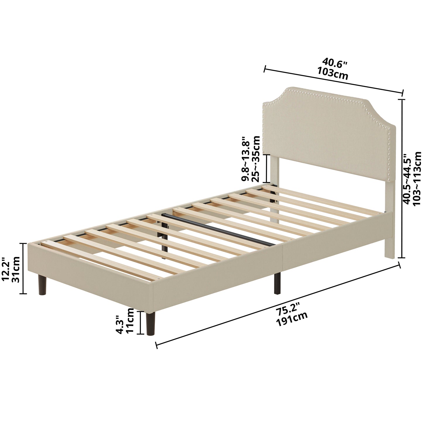 Upholstered Platform Twin Bed Frame