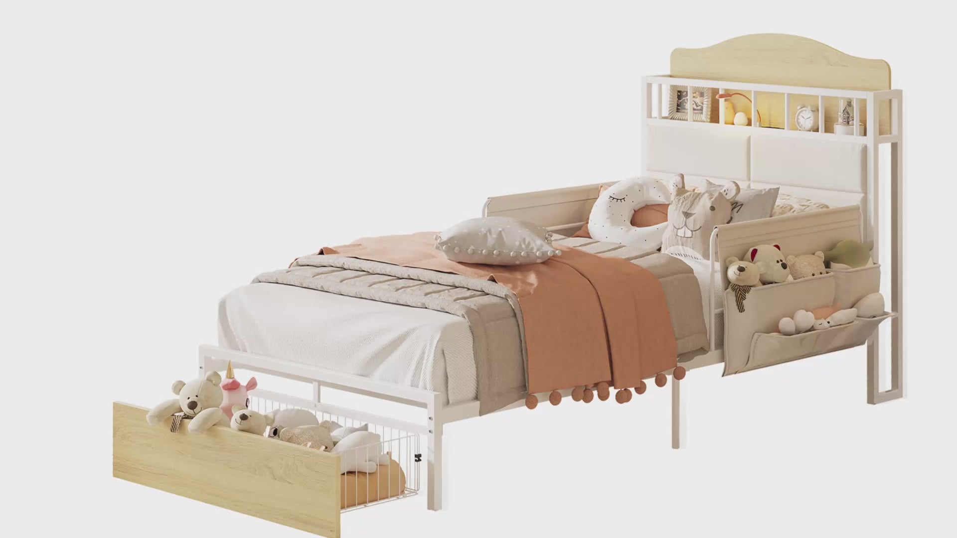 LIKIMIO Guardrail & Bedside Caddy Bed Frame