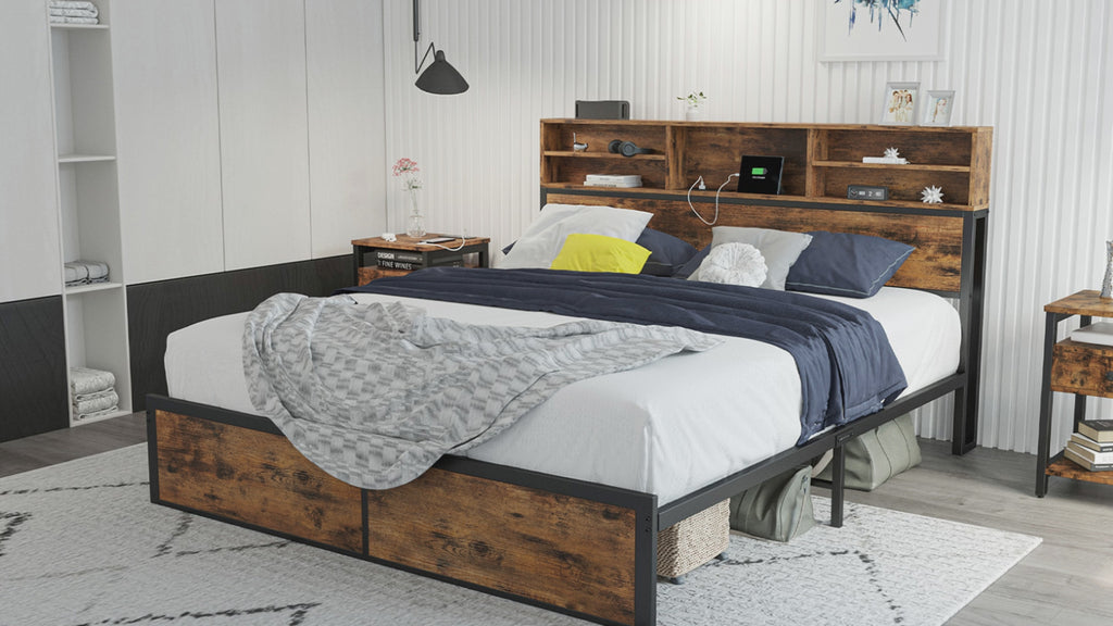 LIKIMIO Bookshelf Bed Frame