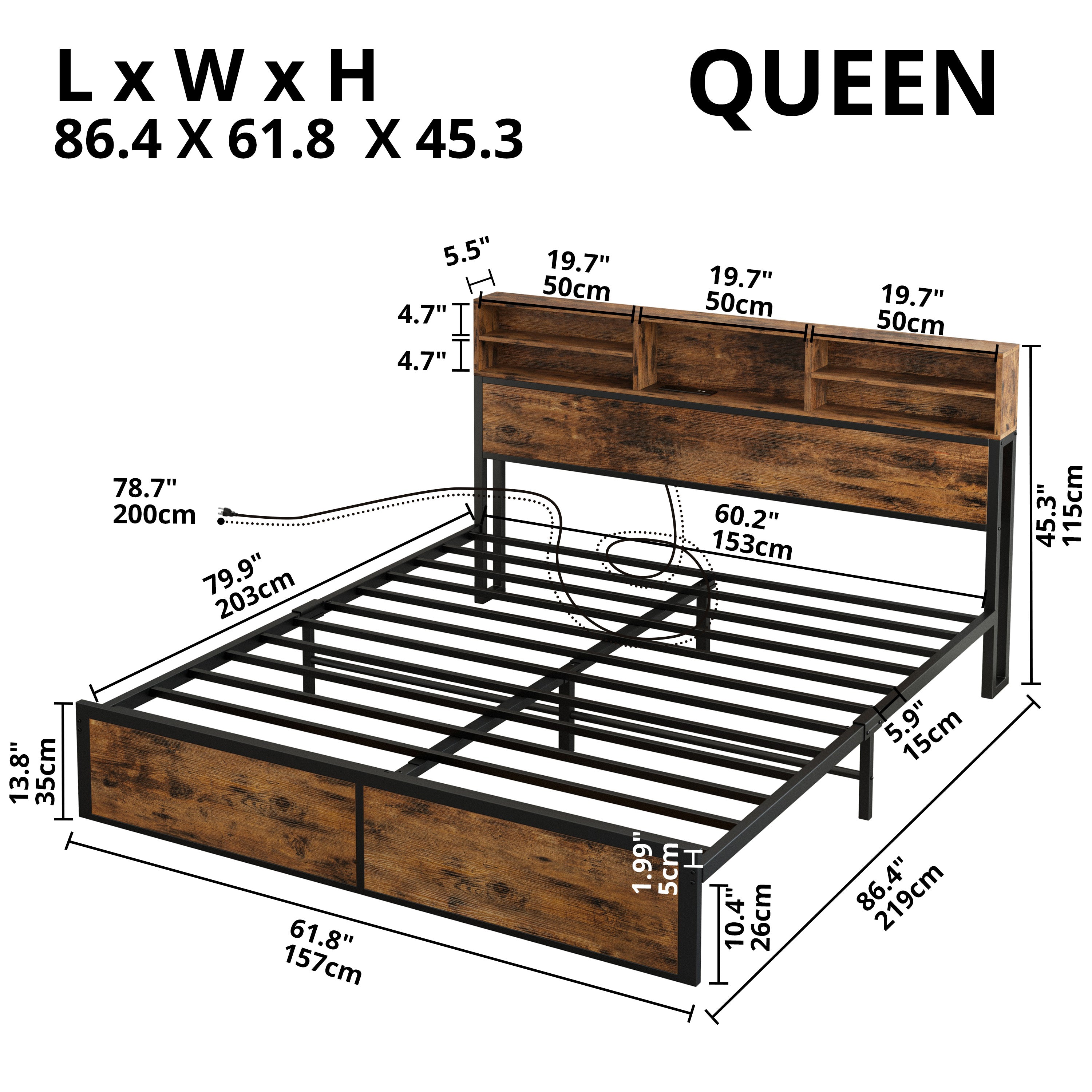 LIKIMIO Bookshelf Bed Frame