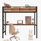 LIKIMIO LED Metal Loft Bed Frame