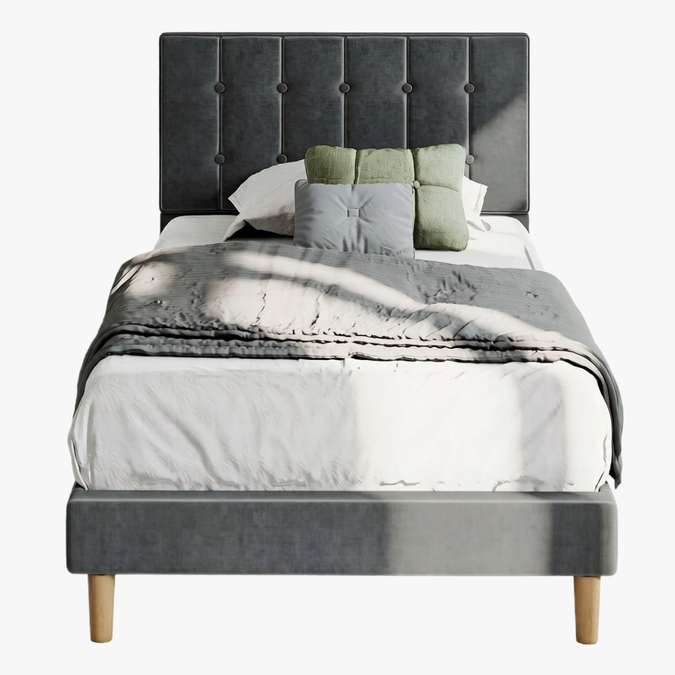 LIKIMIO Velvet Upholstered Bed Frame