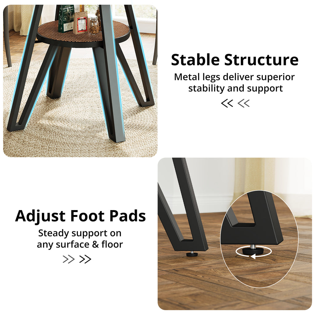 LIKIMIO Wooden Kitchen Table with Rattan Storage Shelf, 47.2”, Walnut