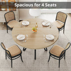 LIKIMIO Wooden Kitchen Table with Rattan Storage Shelf, 47.2”, Nature