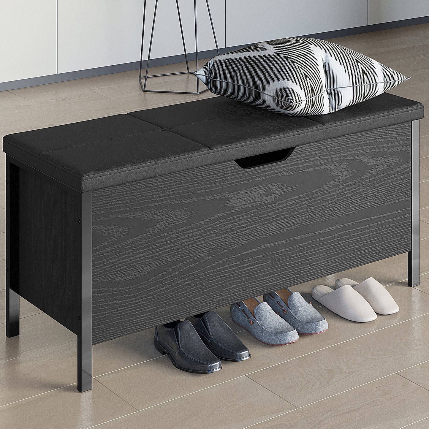 Storage Ottoman Bench Black