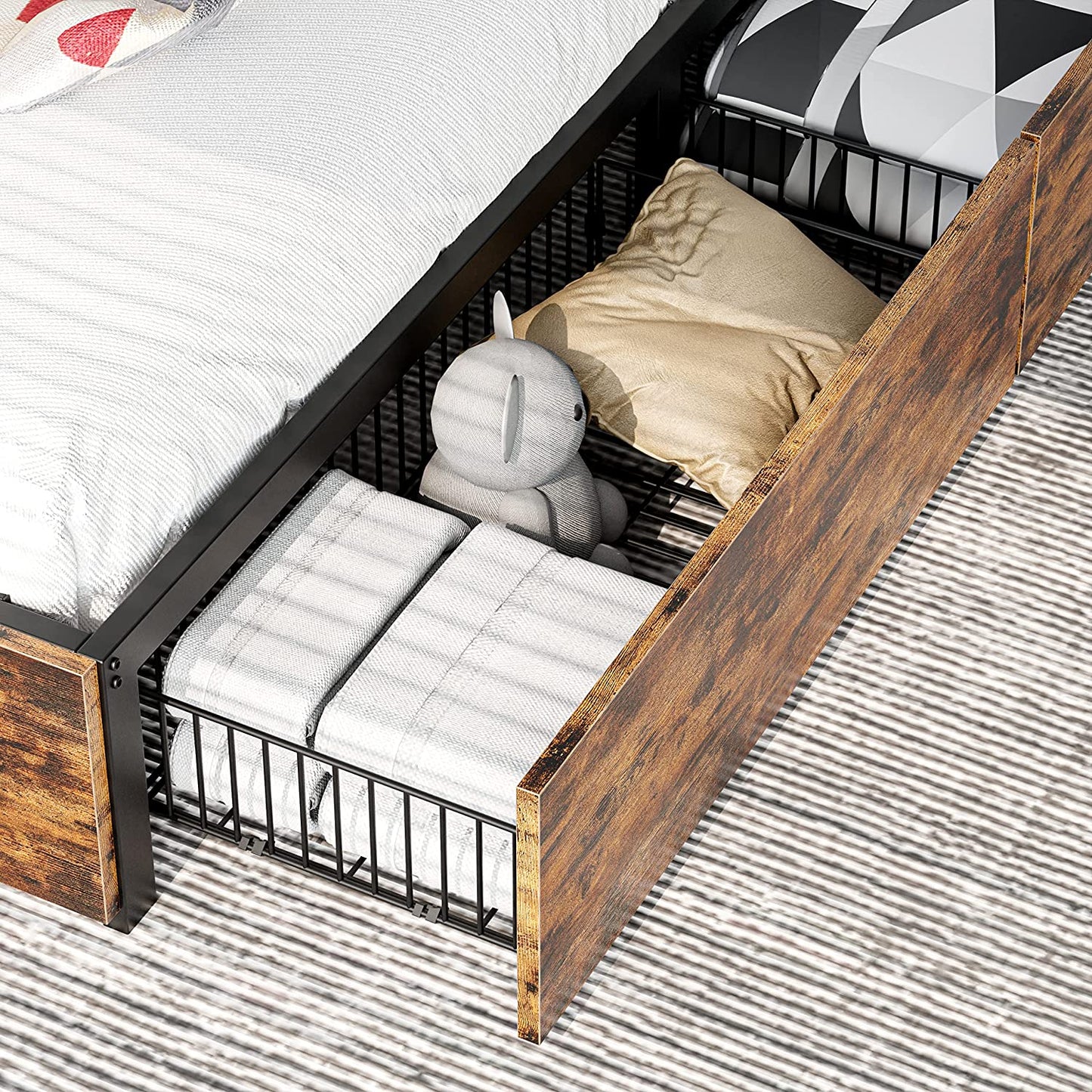 Double Support King Bed Frame with Storage