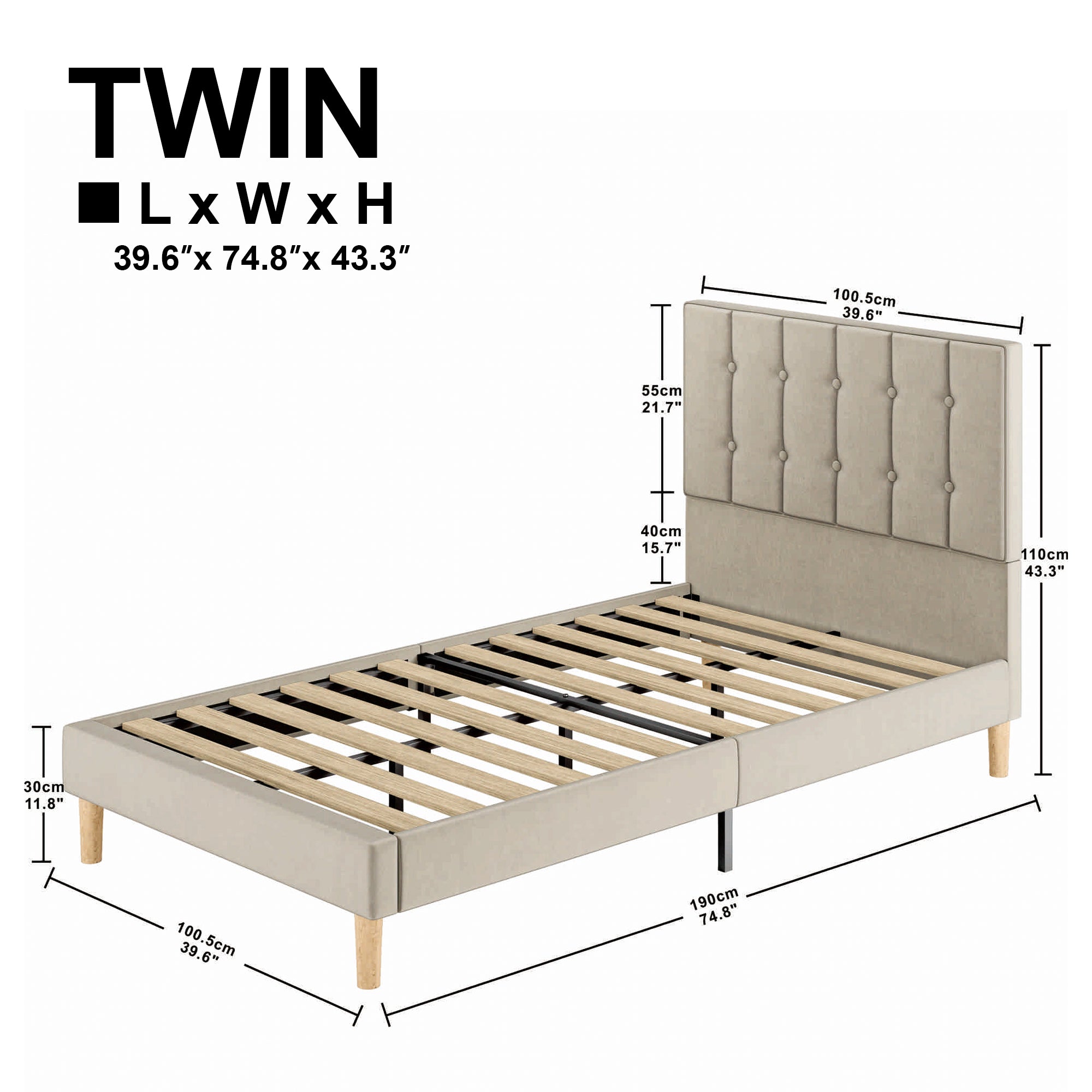 LIKIMIO Velvet Upholstered Bed Frame