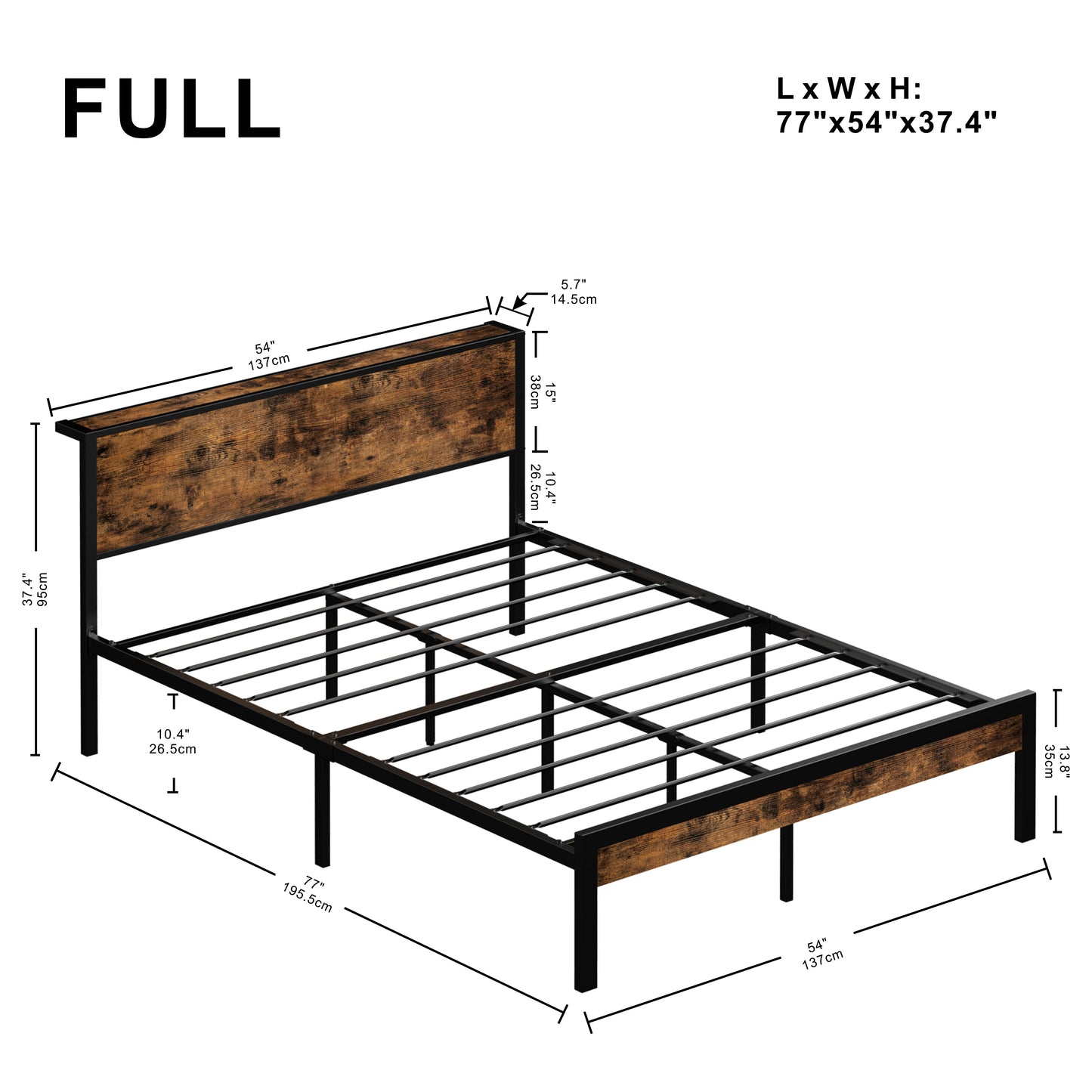 Bed Frame with Platform Headboard