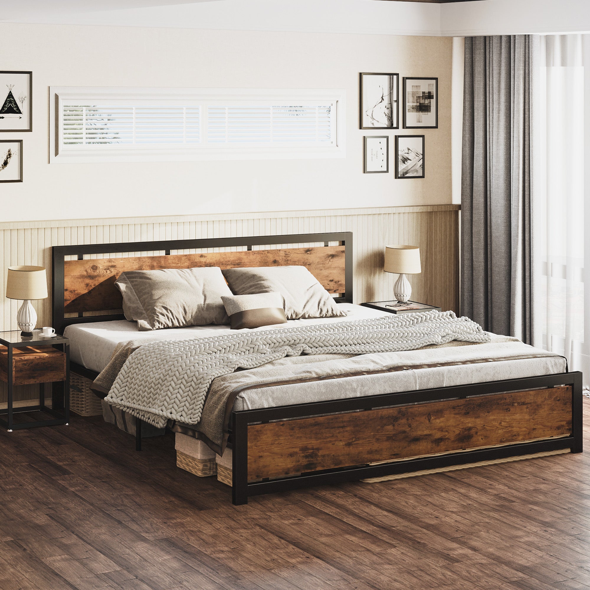 LIKIMIO Walnut Bed Frame