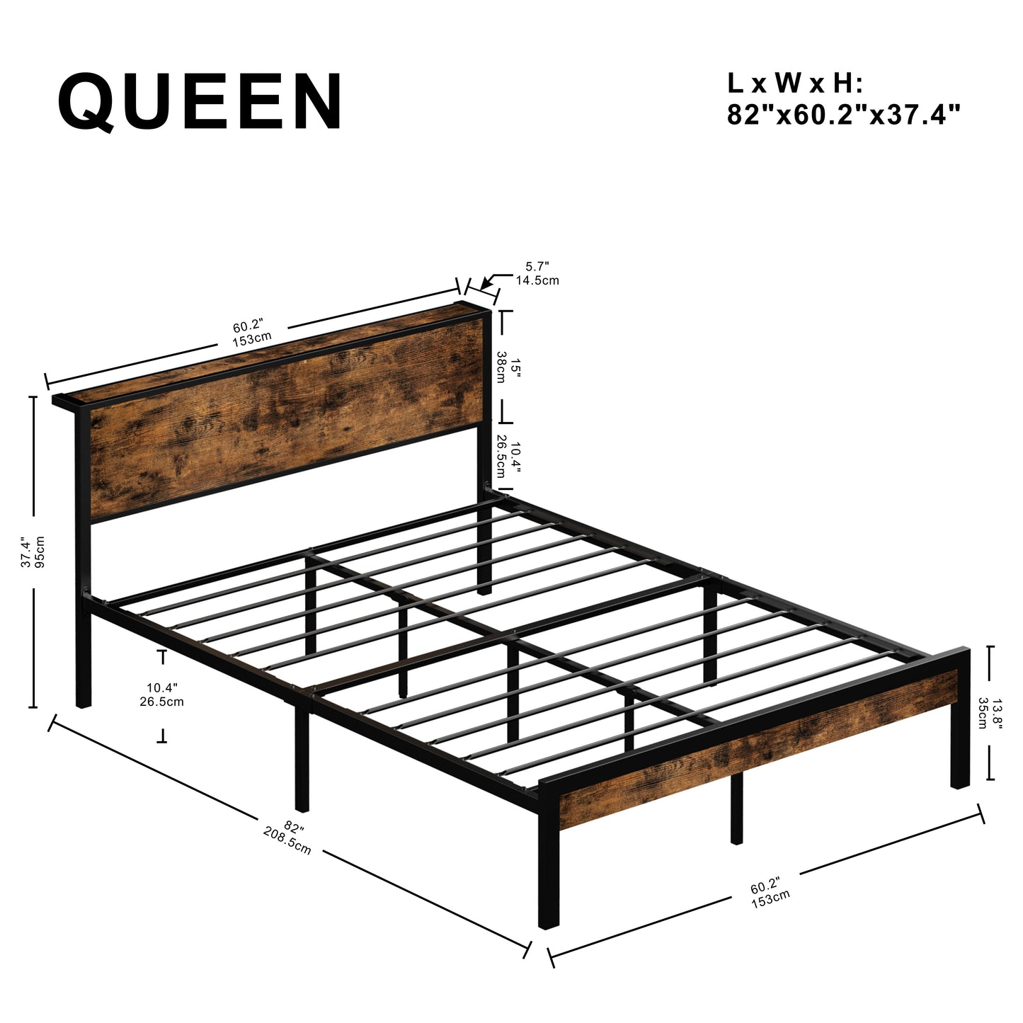 Bed Frame with Platform Headboard